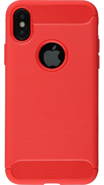 Coque iPhone X / Xs - Brushed Carbon - Rouge