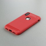 Hülle iPhone X / Xs - Brushed Carbon - Rot