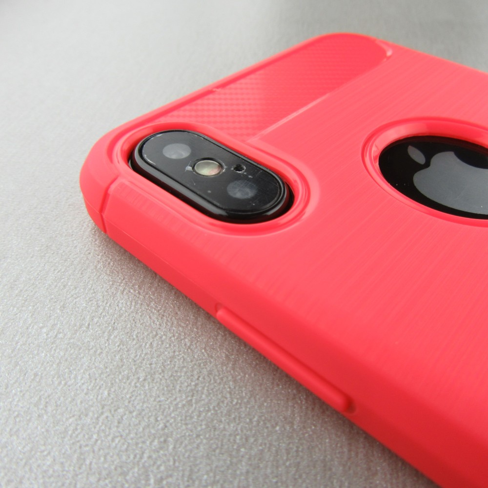 Coque iPhone X / Xs - Brushed Carbon - Rouge