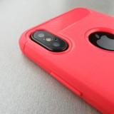 Coque iPhone X / Xs - Brushed Carbon - Rouge