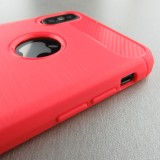 Hülle iPhone X / Xs - Brushed Carbon - Rot
