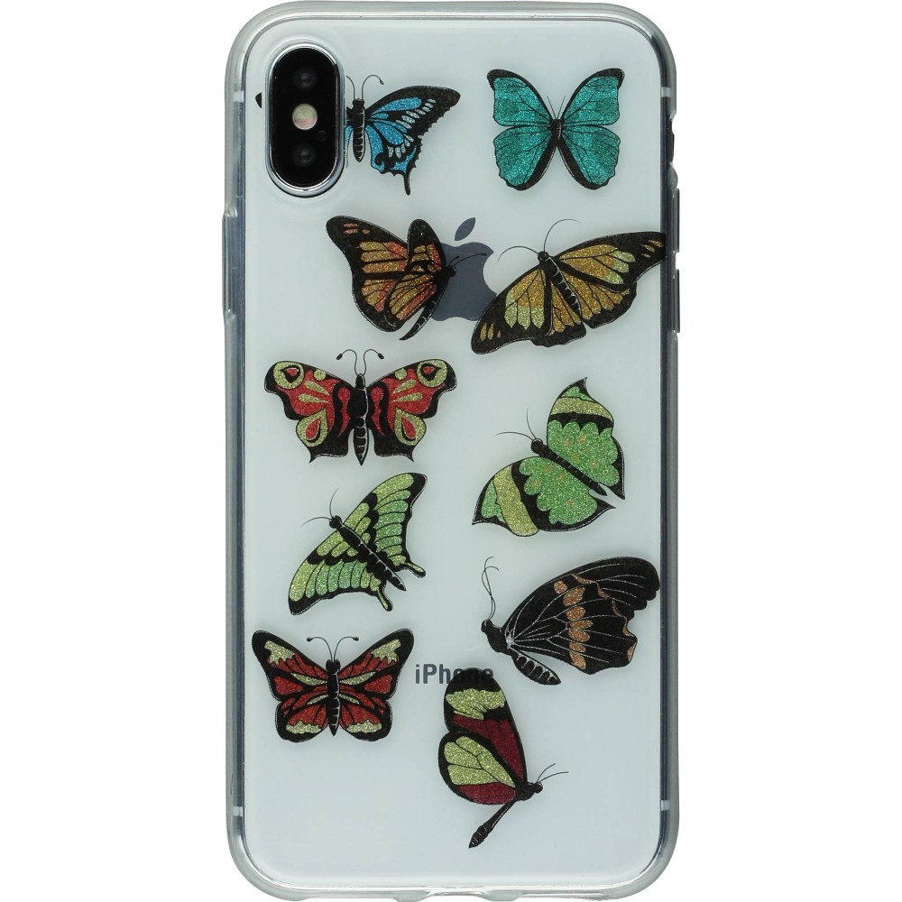 Coque iPhone X / Xs - Gel Shine papillons