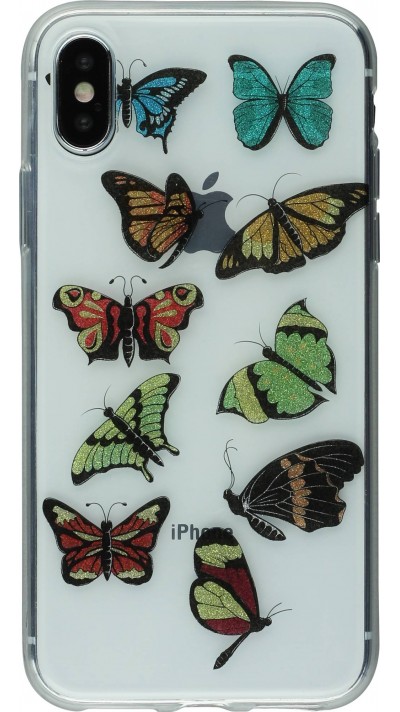 Coque iPhone X / Xs - Gel Shine papillons