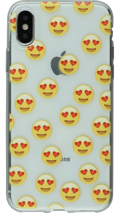 Coque iPhone X / Xs - Clear Emoji Heart eyes
