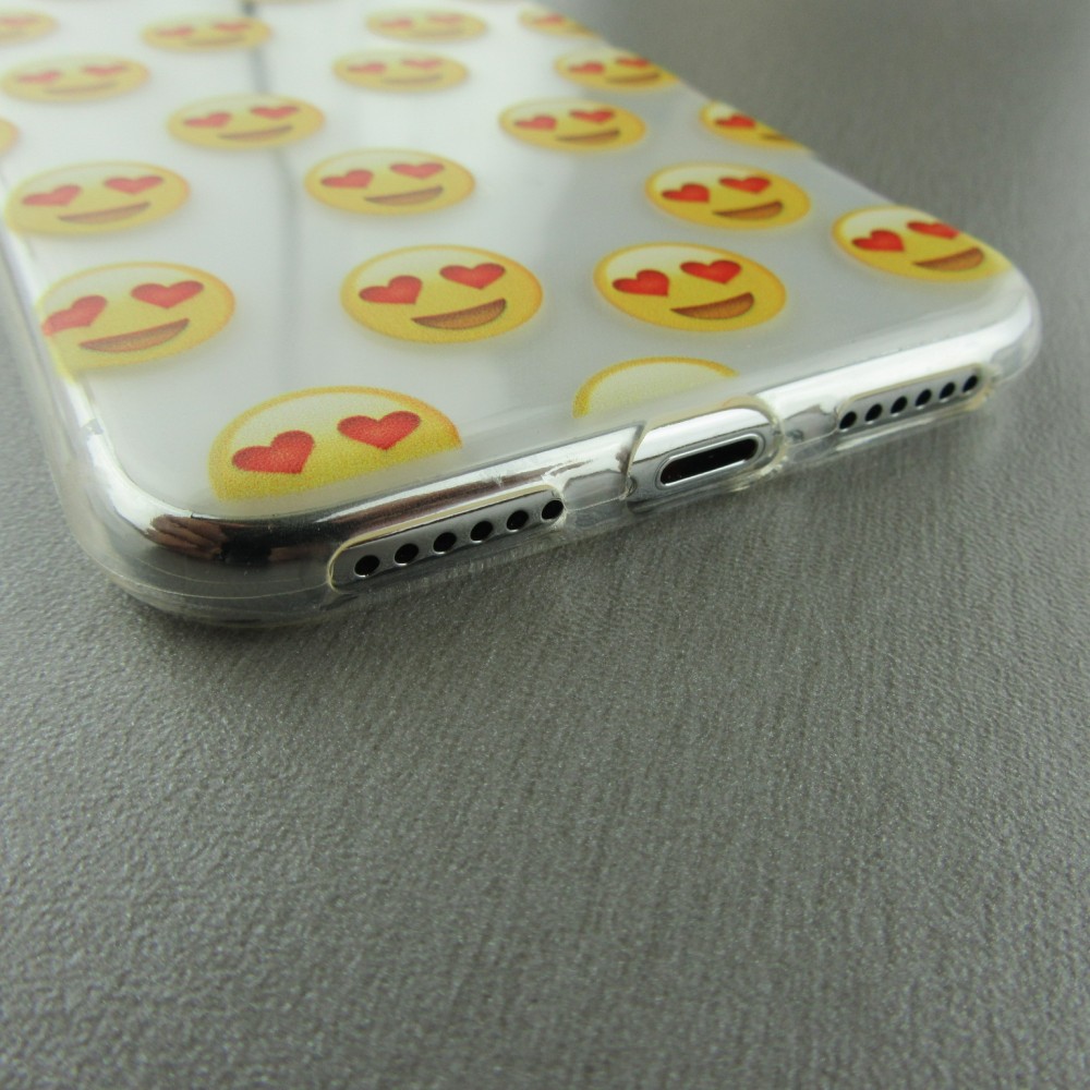 Hülle iPhone X / Xs - Clear Emoji Heart eyes