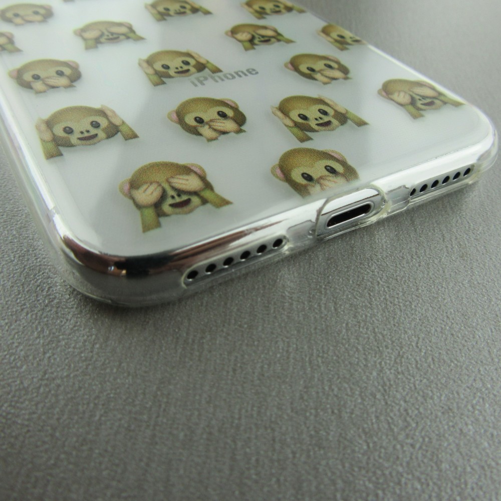 Coque iPhone X / Xs - Clear Emoji Monkey