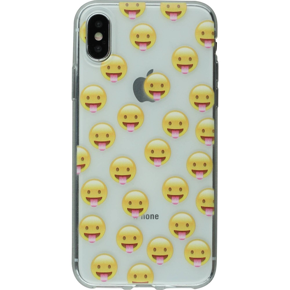 Coque iPhone X / Xs - Clear Emoji Tong
