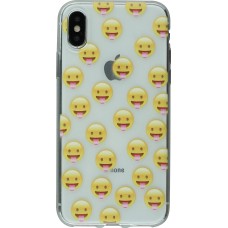 Hülle iPhone X / Xs - Clear Emoji Tong