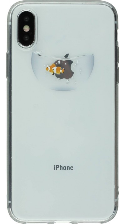 Hülle iPhone X / Xs - Clear Logo Fischschale logo