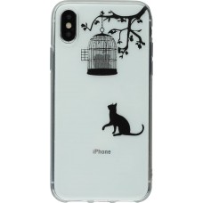 Hülle iPhone X / Xs - Clear Logo Katze Käfig
