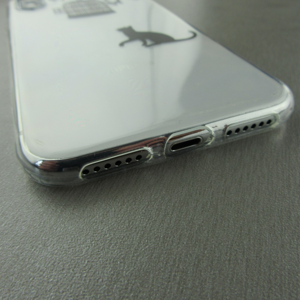 Coque iPhone X / Xs - Clear Logo chat cage