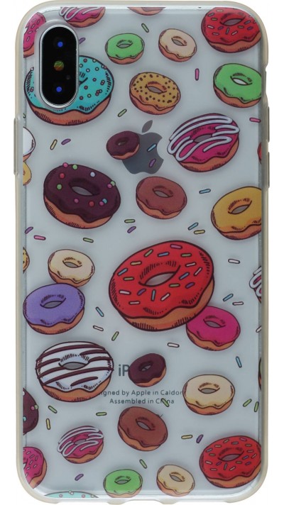 Coque iPhone X / Xs - Clear donuts colorés