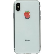Hülle iPhone X / Xs - Clear Logo Erdbeere