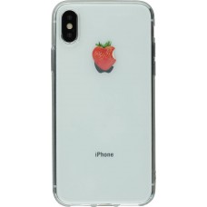 Coque iPhone X / Xs - Clear Logo fraise