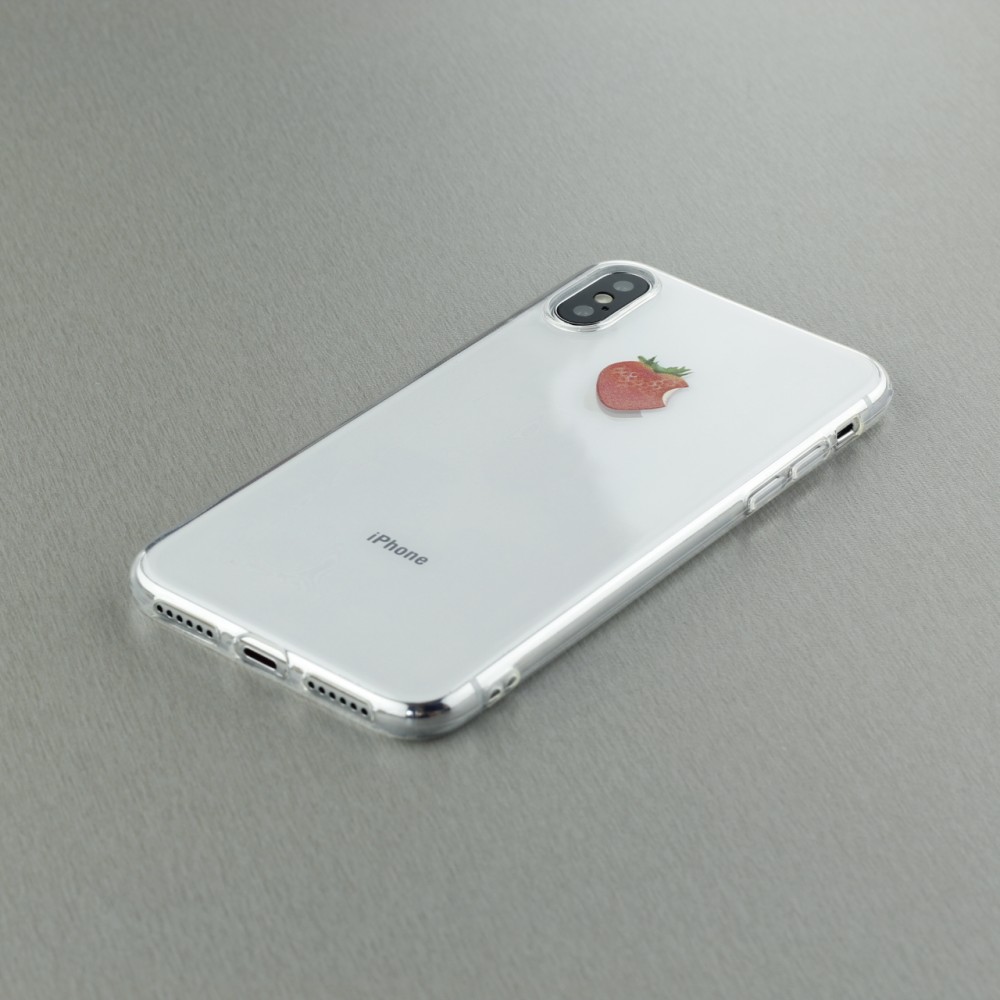 Coque iPhone X / Xs - Clear Logo fraise