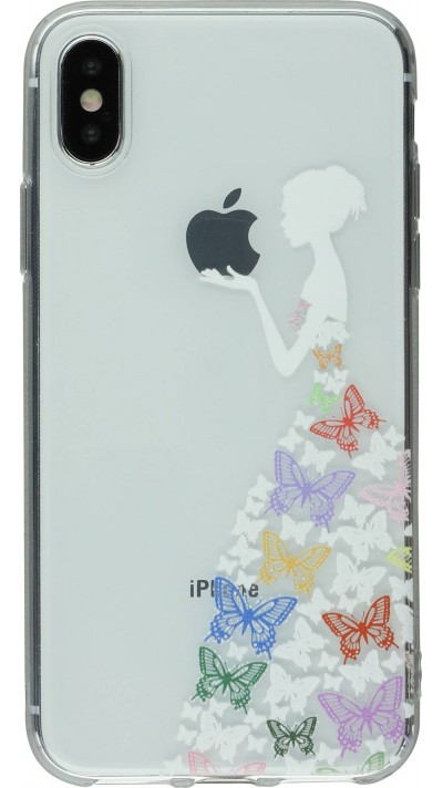 Coque iPhone X / Xs - Clear Logo robe papillons