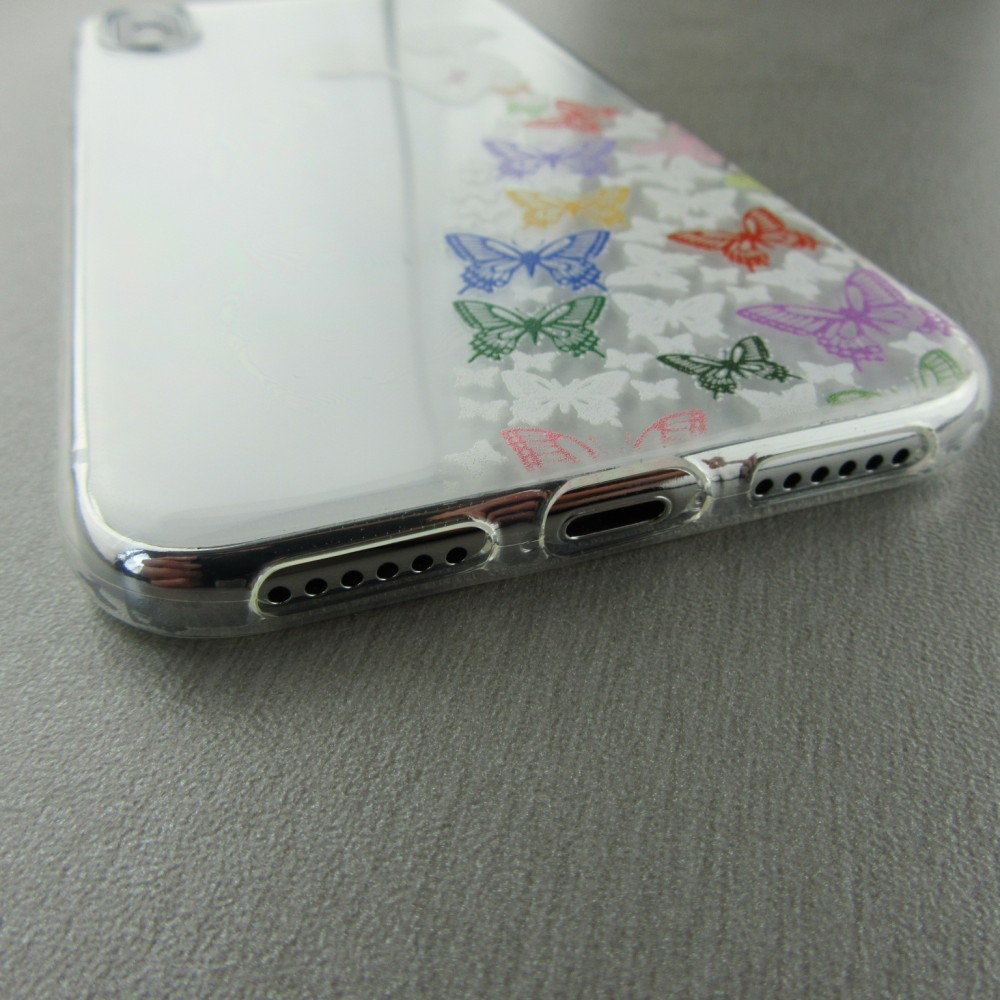 Hülle iPhone X / Xs - Clear Logo Kleid Schmetterlinge