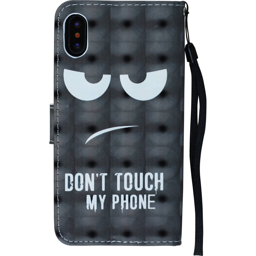 Coque iPhone X / Xs - Flip 3D don't touch my phone mécontent