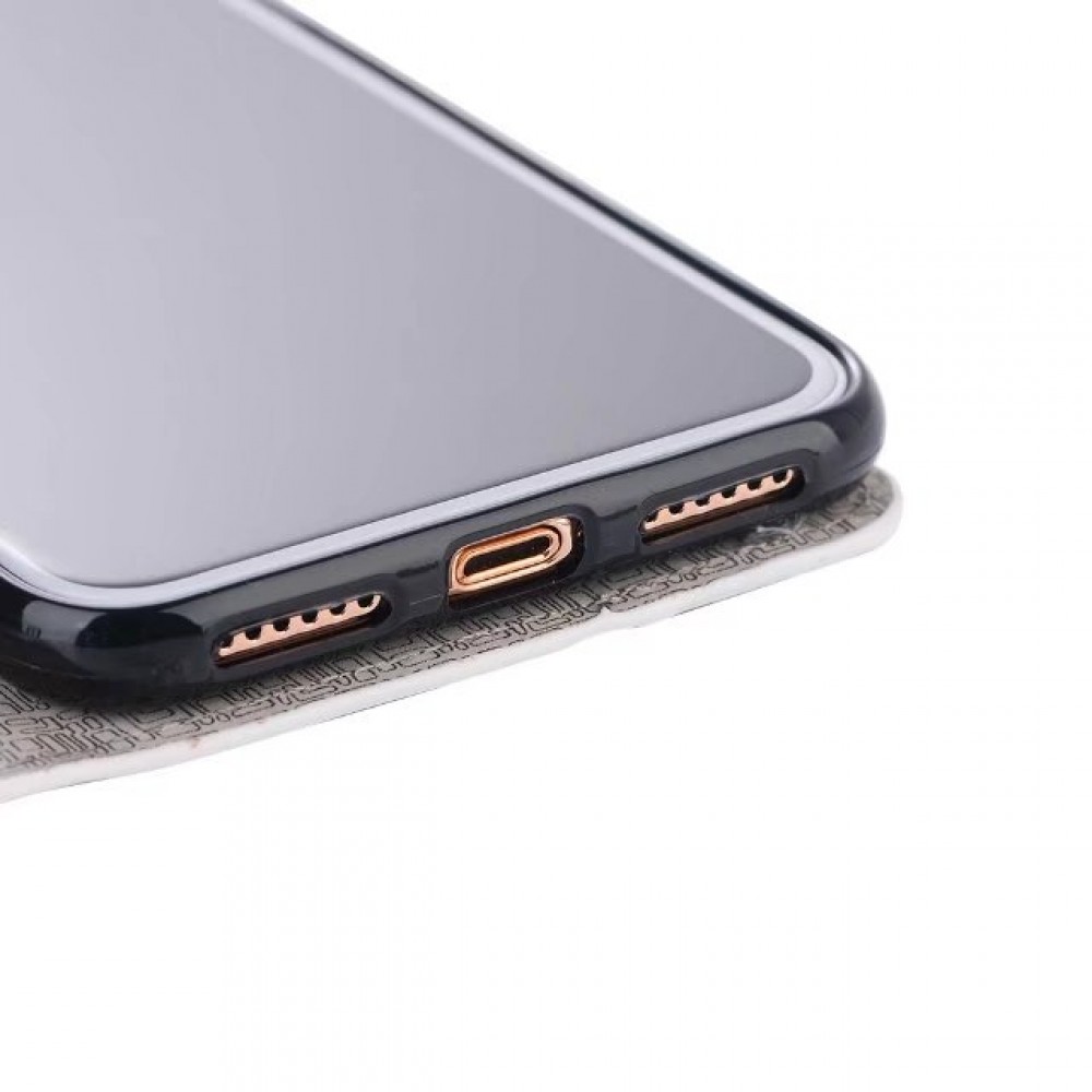 Coque iPhone Xs Max - Flip Lines - Gris