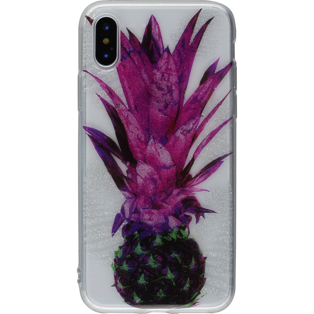 Coque iPhone Xs Max - Gel Shine ananas - Rose