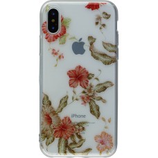 Coque iPhone XR - Gel Shine fleurs - Or