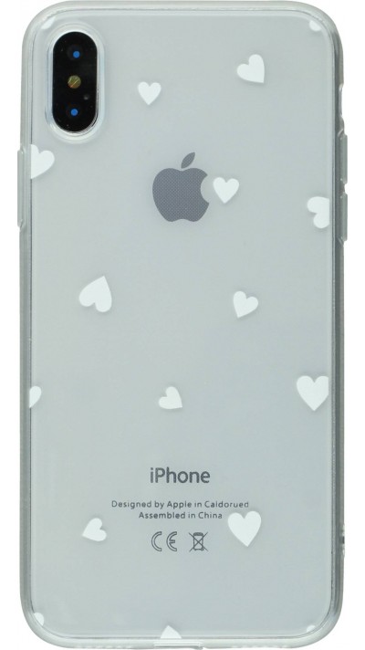 Coque iPhone X / Xs - Gel petit coeur - Blanc