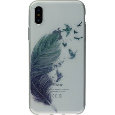 Coque iPhone X / Xs - Gel plume oiseaux