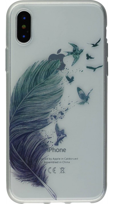 Coque iPhone X / Xs - Gel plume oiseaux