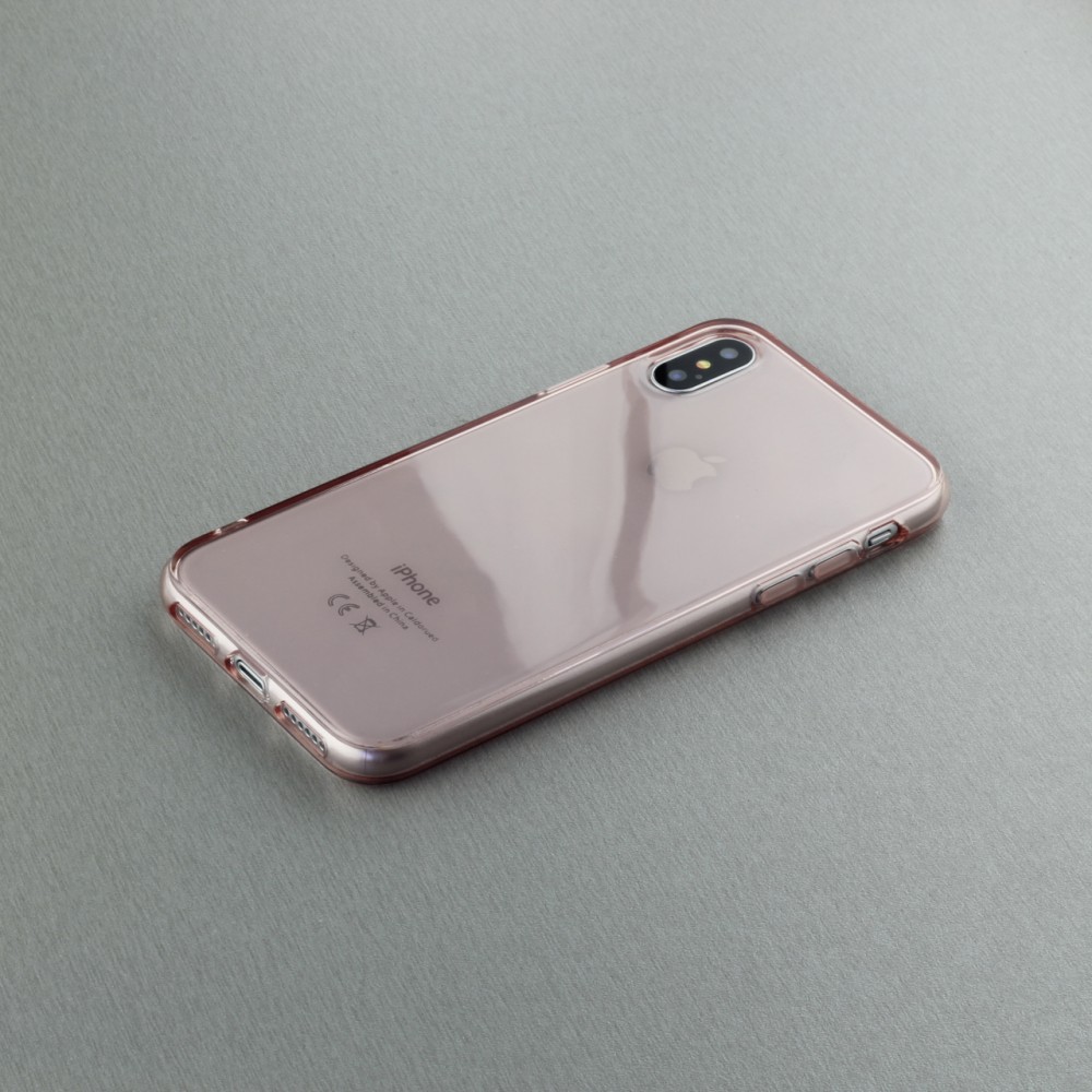 Hülle iPhone X / Xs - Gummi transparent hell- Rosa