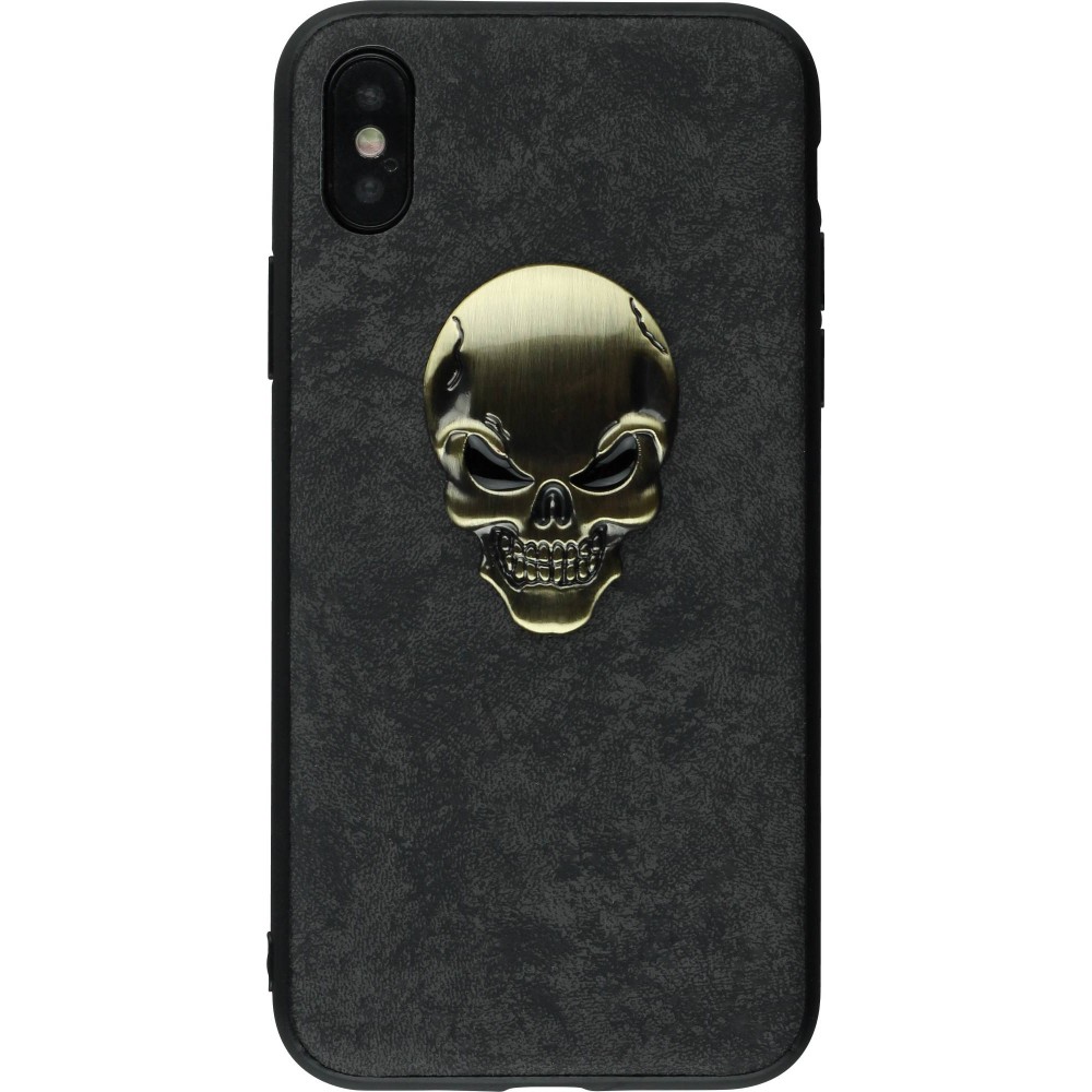 Hülle iPhone X / Xs - Gold Skull - Schwarz
