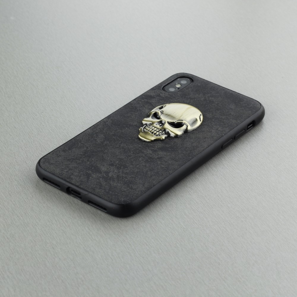 Coque iPhone X / Xs - Gold Skull - Noir