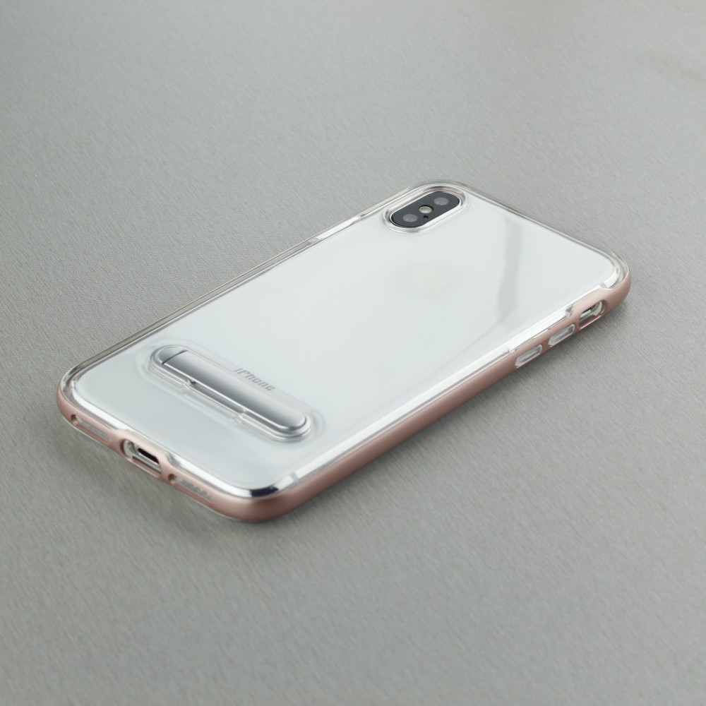 Hülle iPhone X / Xs - Kickstand Border Glass - Rosa