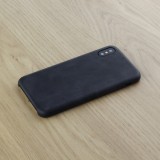 Hülle iPhone X / Xs - Thin Leather - Schwarz