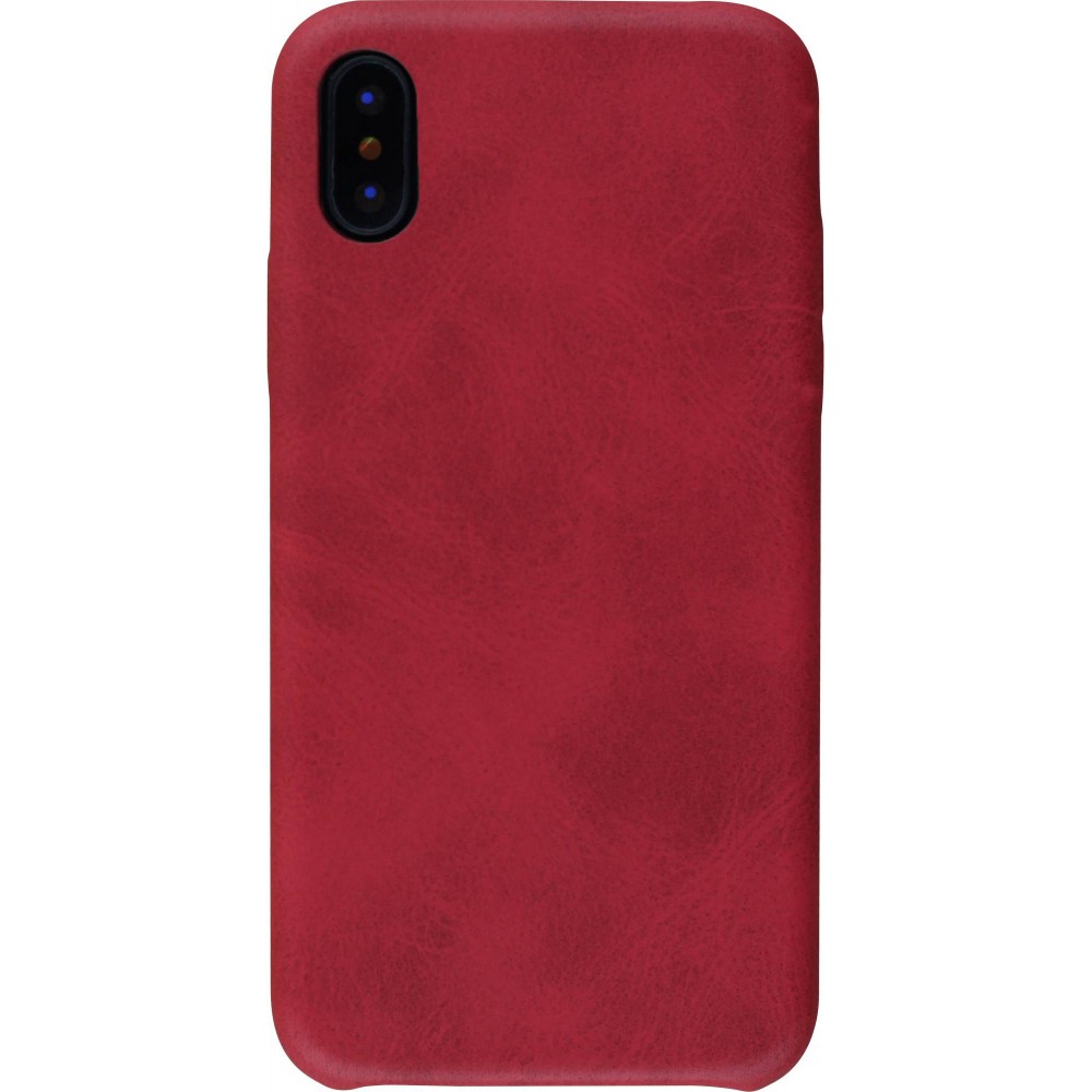 Coque iPhone X / Xs - Thin Leather - Rouge