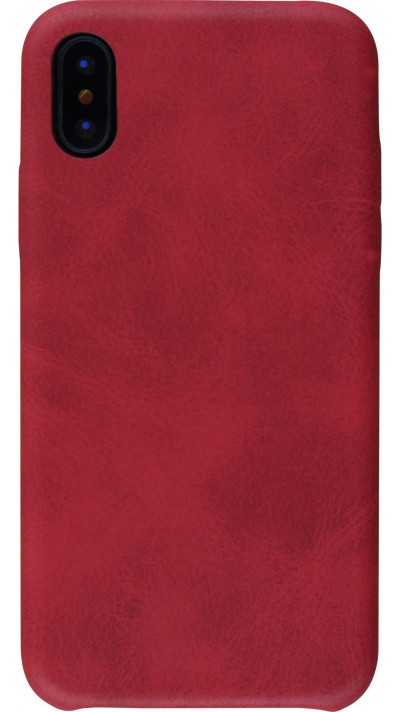 Hülle iPhone X / Xs - Thin Leather - Rot
