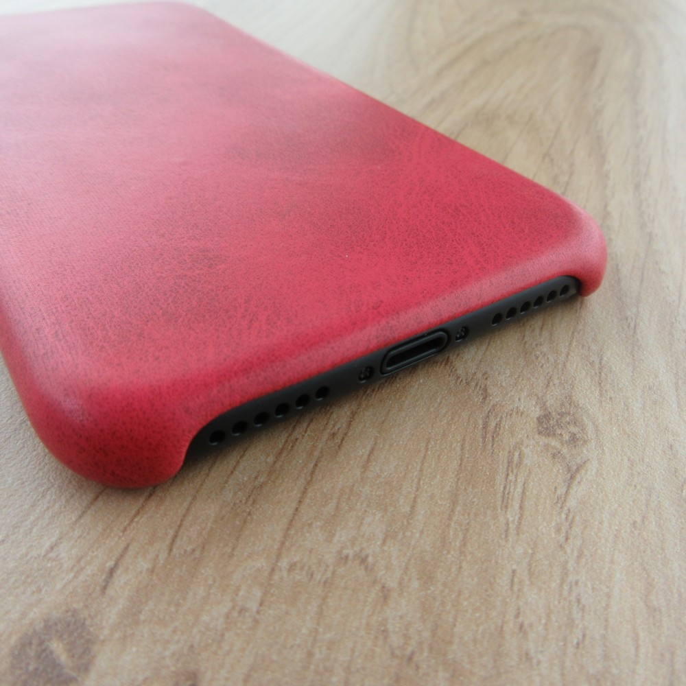 Hülle iPhone X / Xs - Thin Leather - Rot