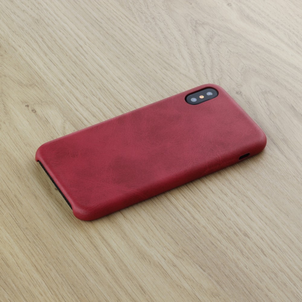 Hülle iPhone X / Xs - Thin Leather - Rot