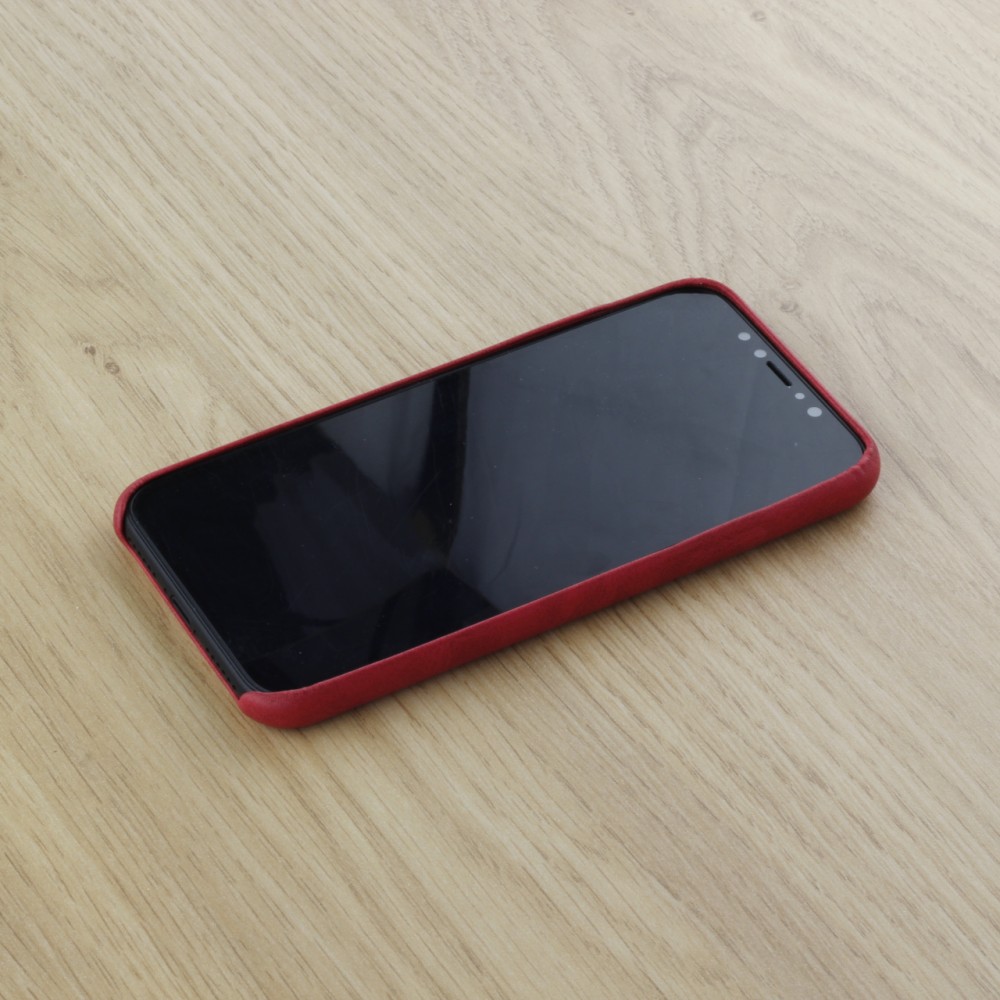 Hülle iPhone X / Xs - Thin Leather - Rot