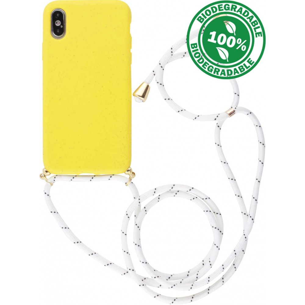 Hülle iPhone X / Xs - Bio Eco-Friendly Vegan mit Handykette Necklace - Gelb