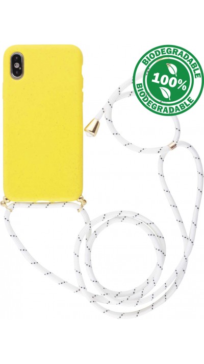 Hülle iPhone X / Xs - Bio Eco-Friendly Vegan mit Handykette Necklace - Gelb