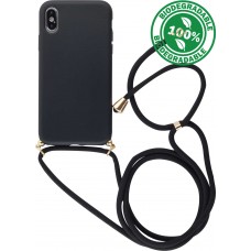 Coque iPhone Xs Max - Bio Eco-Friendly nature avec cordon collier - Noir