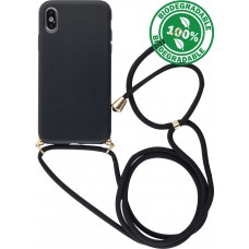 Coque iPhone X / Xs - Bio Eco-Friendly nature avec cordon collier - Noir