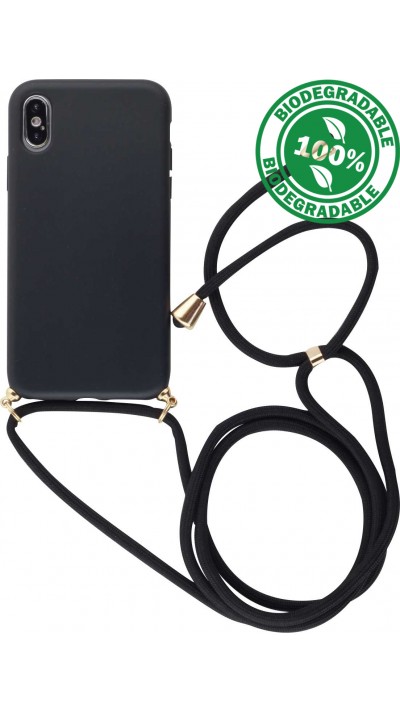 Coque iPhone X / Xs - Bio Eco-Friendly nature avec cordon collier - Noir