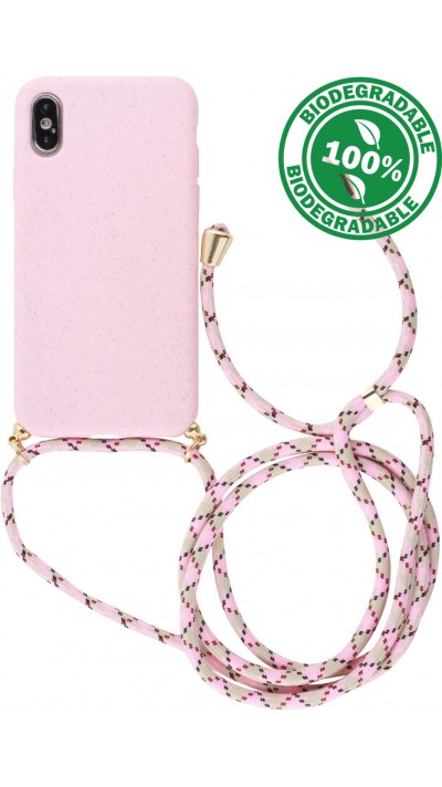 Coque iPhone X / Xs - Bio Eco-Friendly nature avec cordon collier - Rose