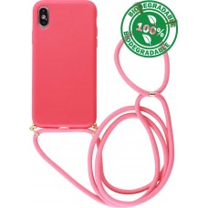 Hülle iPhone X / Xs - Bio Eco-Friendly Vegan mit Handykette Necklace - Rot