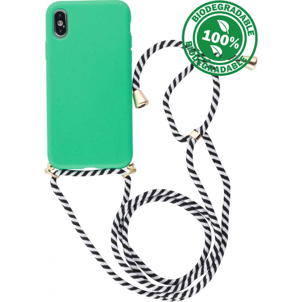 Coque iPhone X / Xs - Bio Eco-Friendly nature avec cordon collier - Turquoise
