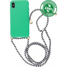 Hülle iPhone X / Xs - Bio Eco-Friendly Vegan mit Handykette Necklace - Türkis