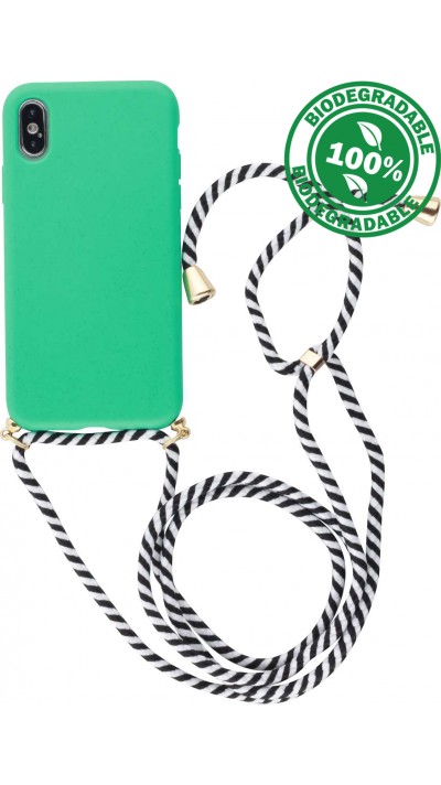 Hülle iPhone X / Xs - Bio Eco-Friendly Vegan mit Handykette Necklace - Türkis