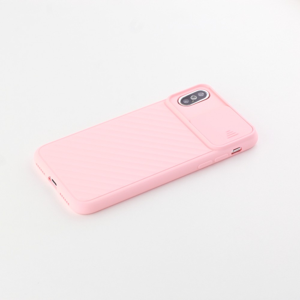 Coque iPhone X / Xs - Caméra Clapet - Rose clair
