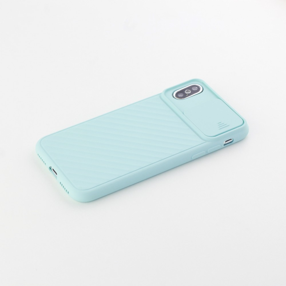 Coque iPhone X / Xs - Caméra Clapet - Turquoise